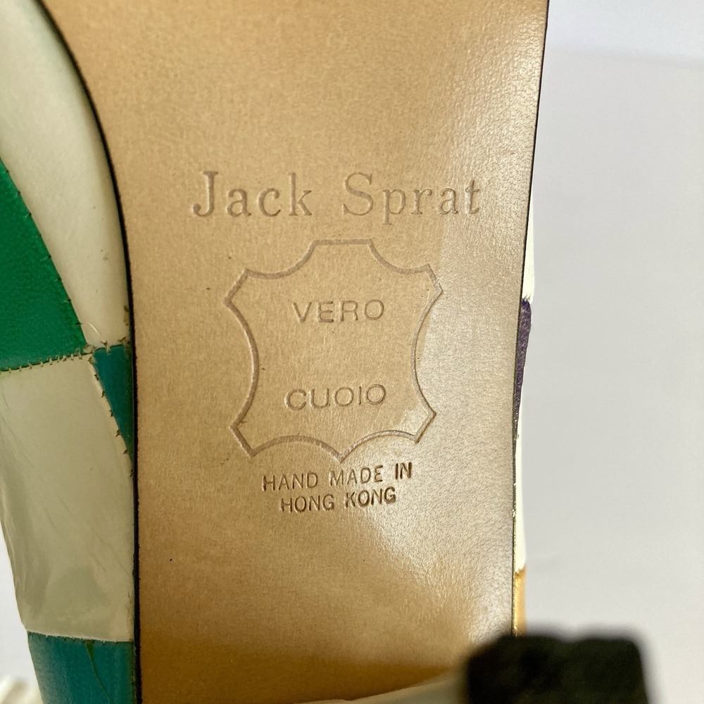 Vtg Jack Sprat Rainbow Harlequin Mod Patchwork Pumps Leather Size 6B Colorblock - Picture 14 of 16